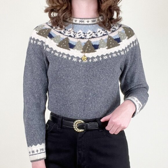 Vintage Fair Isle Wool Cotton Sweater Scandinavian Winter Scandi Girl Christmas - Picture 4 of 8